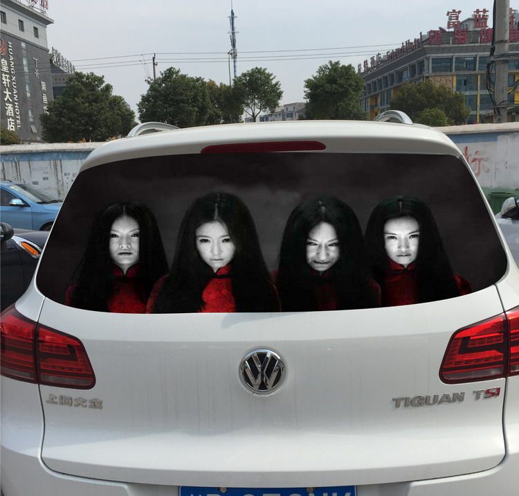 Chinese drivers discouraging the use of high beam with scary decals